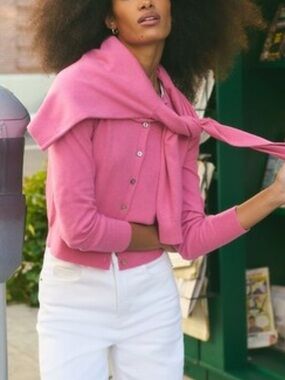 Women's Pink Button-Front Cardigan
